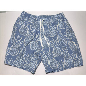 Chubbies Mens Pineapple Print Swim Shorts MEDIUM 7" Inseam White/Blue